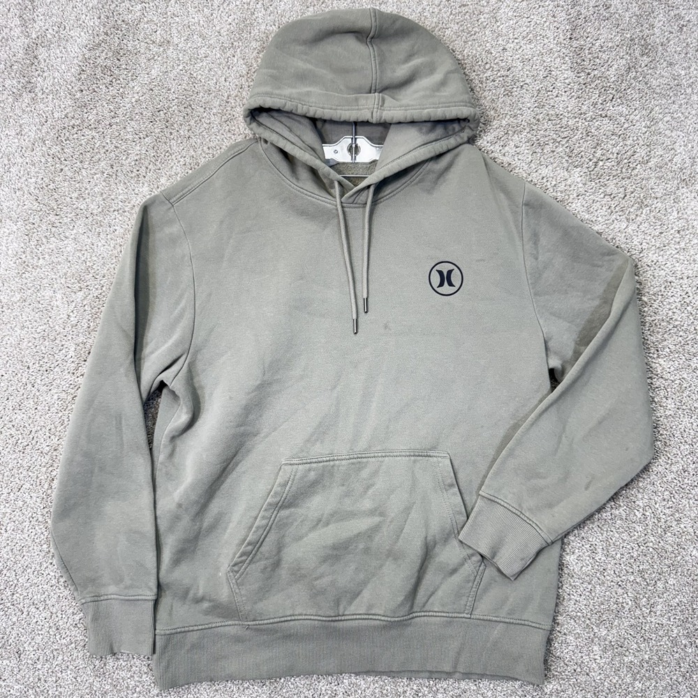 Hurley Hoodie Men Large Olive Green Circle Logo Pullover EUC